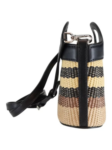 Женская сумка кроссбоди Tatum Small Striped Woven Michael Kors с соломенным переплетением 1162997155 Черный