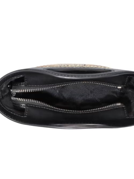 Женская сумка кроссбоди Tatum Small Striped Woven Michael Kors с соломенным переплетением 1162997155 Черный
