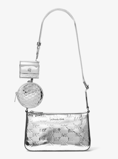 Женская сумка кроссбоди Michael Kors с кошельком и чехлом для наушников 1163120295 Серебристый