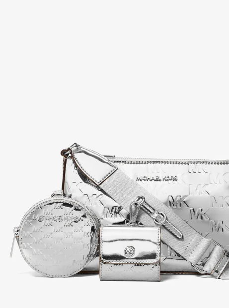 Женская сумка кроссбоди Michael Kors с кошельком и чехлом для наушников 1163120295 Серебристый