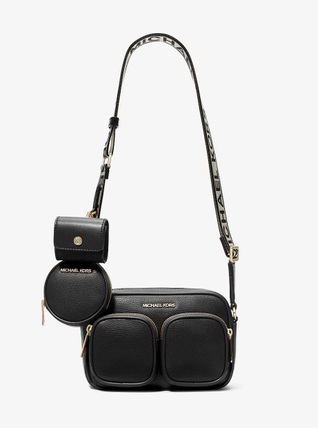 Кожаная сумка кроссбоди с кошельком и кейсом для наушников Jet Set Michael Kors 1163230409 Черный
