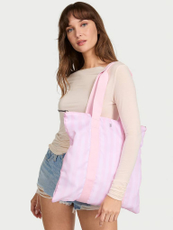 Сумка-шопер складана Victoria's Secret в смужку 1159838634 (Рожевий One size)