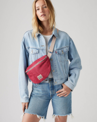 Поясна сумка Levi's бананка слінг 1159841062 (Бордовий/Бежовий One size)
