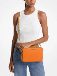 Женская кожаная сумка кроссбоди Michael Kors на молнии 1159843256 (Оранжевый One size)