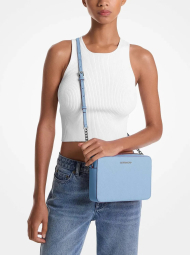 Женская кожаная сумка кроссбоди Michael Kors на молнии 1159843258 (Голубой One size)
