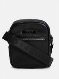 Нейлоновая сумка через плечо Mens Nylon PU Stripe Crossbody Guess кроссбоди 1159844396 Черный