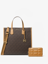 Женский комплект Michael Kors сумка тоут и кожаный кошелек 1159845165 Коричневый