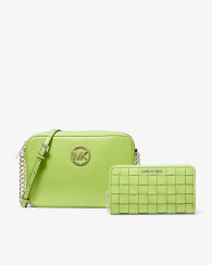 Набор Michael Kors кожаная сумка-кроссбоди и кошелек 1159845648 Салатовый