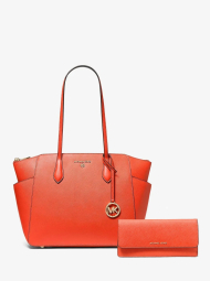 Женский кожаный набор Michael Kors сумка тоут и кошелек 1159845654 Оранжевый