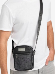 Сумка через плечо Logo Crossbody Guess с монограммой бренда 1159846013 Серый