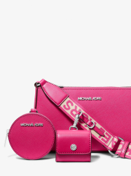 Кожаная сумка кроссбоди с кошельком и кейсом для наушников Jet Set Travel Michael Kors в подарочной коробке 1159847359 Розовый