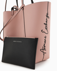 Двухсторонняя сумка шоппер Armani Exchange с кошельком 1159850198 Черный/Розовый