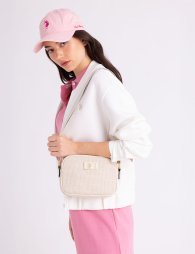 Женская твидовая сумка кроссбоди U.S. Polo Assn с логотипом 1159854542 Молочный