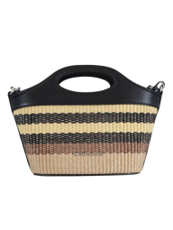 Женская сумка кроссбоди Tatum Small Striped Woven Michael Kors с соломенным переплетением 1162997155 Черный