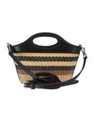 Женская сумка кроссбоди Tatum Small Striped Woven Michael Kors с соломенным переплетением 1162997155 Черный