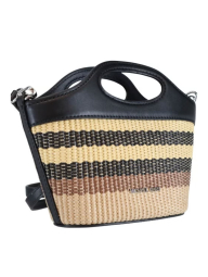 Женская сумка кроссбоди Tatum Small Striped Woven Michael Kors с соломенным переплетением 1162997155 Черный
