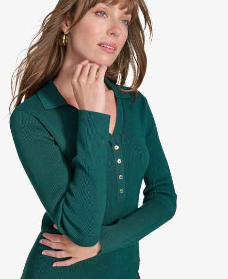 Жіночий светр Tommy Hilfiger із коміром-поло 1159838746 (Зелений XL)