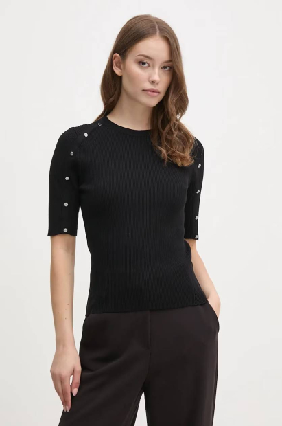 Жіночий трикотажний светр DKNY з короткими рукавами 1159838934 (Чорний XL)
