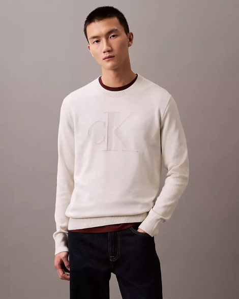 Мужской вязаный свитер Calvin Klein 1159839531 (Молочный XXL)