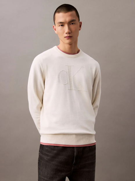 Мужской вязаный свитер Calvin Klein 1159839531 (Молочный XXL)