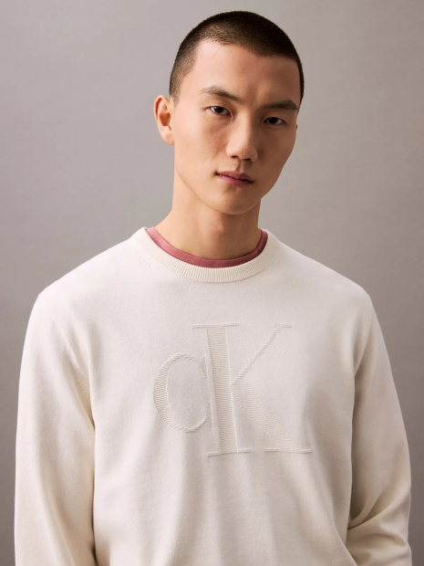 Мужской вязаный свитер Calvin Klein 1159839531 (Молочный XXL)
