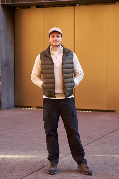 Вязаный свитер с полумолнией UNIQLO из пряжи Soufflé 1159842811 (Бежевый 3XL)