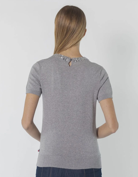 Стильный женский свитер Tommy Hilfiger с коротким рукавом 1159843283 (Серый XS)