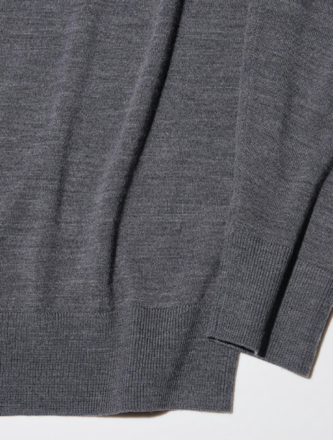 Вязаный свитер UNIQLO из мериносовой шерсти 1159844138 (Серый S)