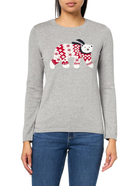 Женский свитер Tommy Hilfiger с рисунком 1159846703 (Серый XXL)