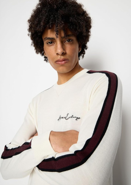 Чоловічий светр Armani Exchange з логотипом 1159847021 (Молочний S)