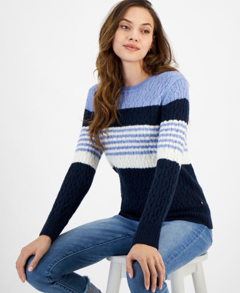 Женский вязаный свитер Tommy Hilfiger 1159848589 (Голубой XXL)