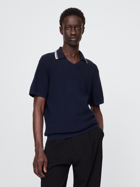 В'язане чоловіче поло GAP з короткими рукавами 1159850398 (Синій M)