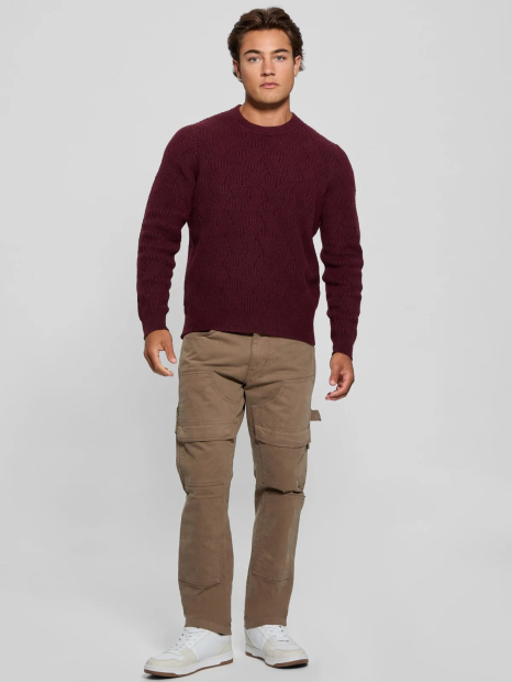 Чоловічий в'язаний светр GUESS 1159850966 (Бордовий XL)