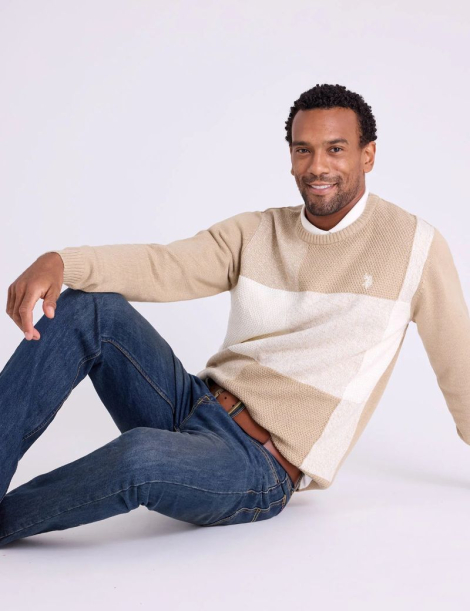 В'язаний светр US Polo Assn 1159851552 (Бежевий M)