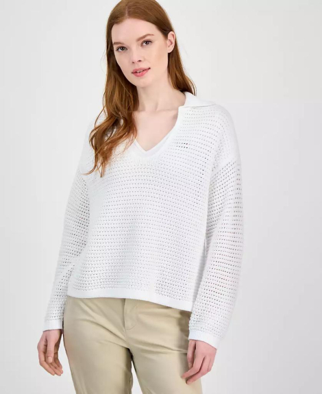 Женский свитер Tommy Hilfiger с воротником 1159851653 (Белый XS)