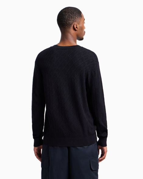 Чоловічий жакардовий светр Armani Exchange з логотипом 1159851809 (Синій XL)