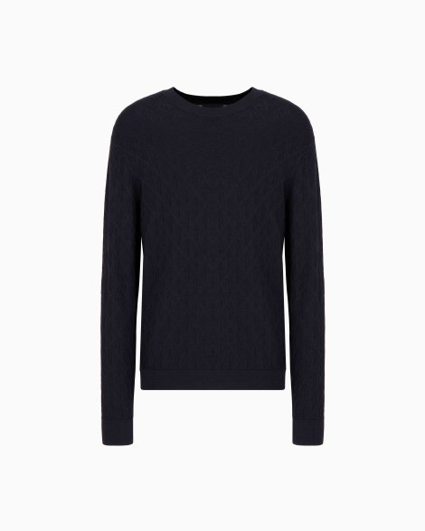 Мужской жаккардовый свитер Armani Exchange с логотипом 1159851809 (Синий XL)