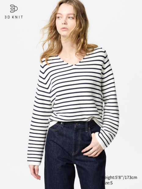 В'язаний светр UNIQLO з 3D-плетенням 1159852092 (Молочний S)