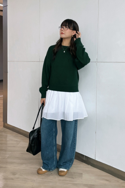 В'язаний светр UNIQLO з гладкої бавовни 1159854973 (Зелений XXL)