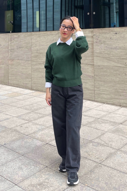 В'язаний светр UNIQLO з гладкої бавовни 1159854973 (Зелений XXL)