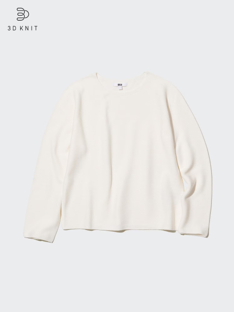 Вязаный свитер UNIQLO с 3D-плетением 1159855032 (Молочный XL)