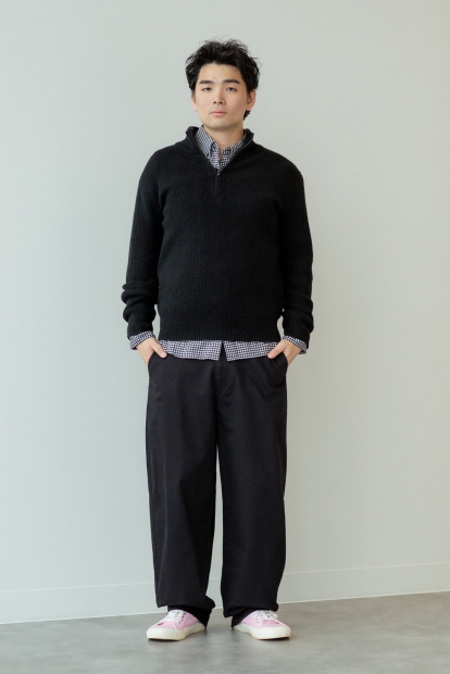 В'язаний светр із напівблискавкою UNIQLO Soufflé 1159855133 (Чорний XXL)