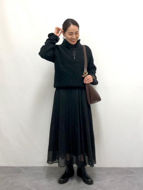 В'язаний светр із напівблискавкою UNIQLO Soufflé 1159855133 (Чорний XXL)