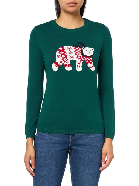 Женский свитер Tommy Hilfiger с рисунком 1159855213 (Зеленый XS)