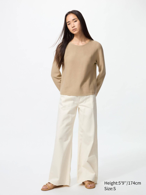 В'язаний светр UNIQLO з 3D-плетенням 1159855332 (Бежевий XS)