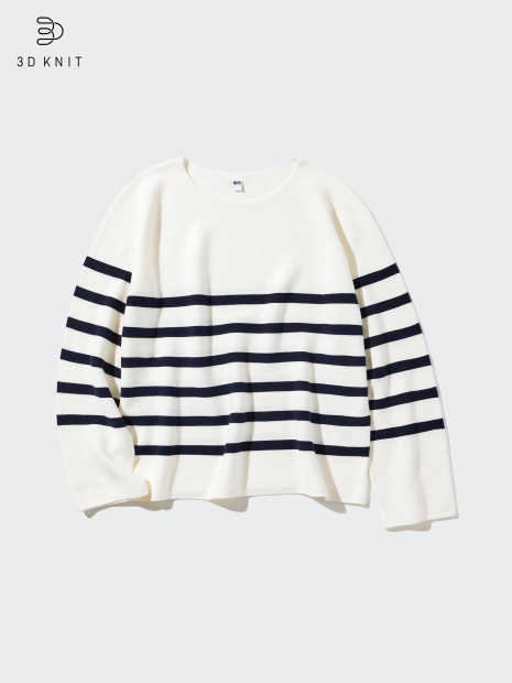 Вязаный свитер UNIQLO с 3D-плетением 1159855557 (Белый XXL)