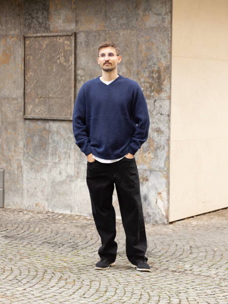 Текстурный 3D-вязаный свитер UNIQLO из бесшовной пряжи Soufflé 1159855782 (Синий M)