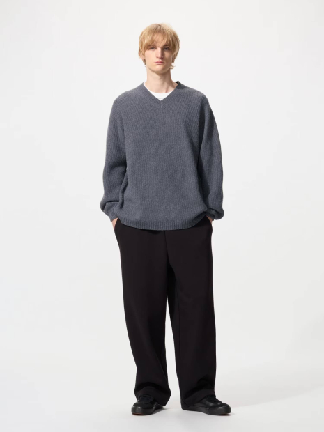 Текстурный 3D-вязаный свитер UNIQLO из бесшовной пряжи Soufflé 1159856179 (Серый XL)