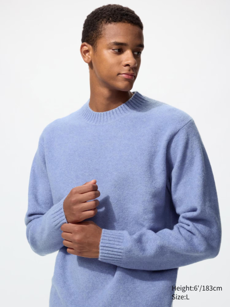 Вязаный свитер UNIQLO 1159856773 (Голубой XXL)