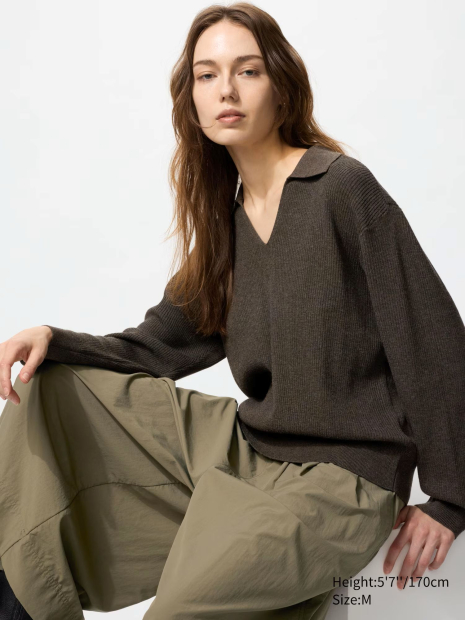 Свитер в рубчик UNIQLO 1159857178 (Коричневый L)